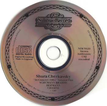 CD Shura Cherkassky: Shura Cherkassky "In Concert 1984" - Volume One