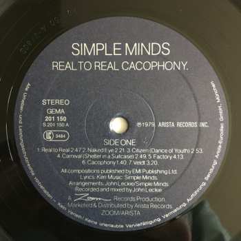 LP Simple Minds: Real To Real Cacophony