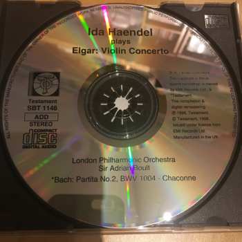 CD Sir Adrian Boult: Ida Haendel Plays Elgar’s Violin Concerto & Bach’s Chaconne