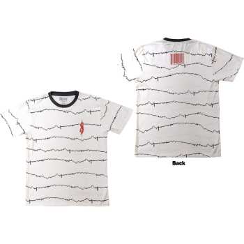 Mercancía Slipknot: Slipknot Unisex Ringer T-shirt: The End, So Far Tribal-s & Barcode (white) (back Print) (small) S