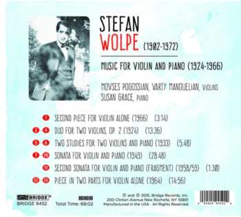 CD Stefan Wolpe: Music For Violin And Piano (1924-1966)