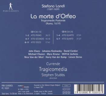2CD Tragicomedia: La Morte D'Orfeo