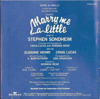 CD Stephen Sondheim: Marry Me A Little (Original Cast Recording)