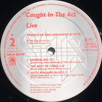 2LP Styx: Caught In The Act Live