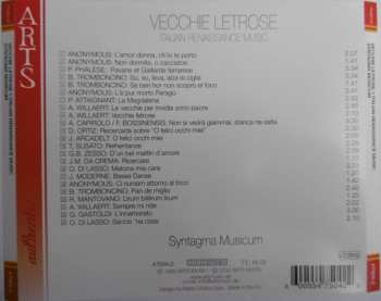 CD Syntagma Musicum: Vecchie Letrose - Italian Renaissance Musik Ayntagma Musicum