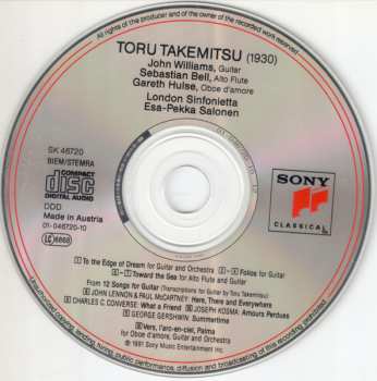 CD John Williams: To The Edge Of Dream / Toward The Sea / Vers, L'Arc-En-Ciel, Palma / Folios / Etc.