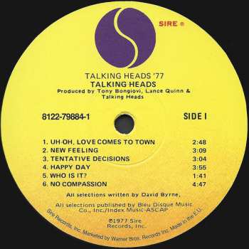 LP Talking Heads: Talking Heads: 77