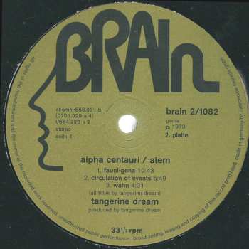 2LP Tangerine Dream: Alpha Centauri / Atem