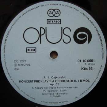 LP Pyotr Ilyich Tchaikovsky: Piano Concerto No. 1 In B Flat Minor Op. 23