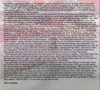 4CD The Allman Brothers Band: Fillmore West '71