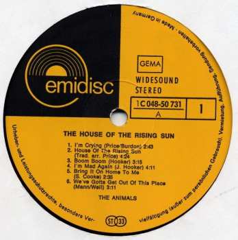 LP The Animals: House Of The Rising Sun
