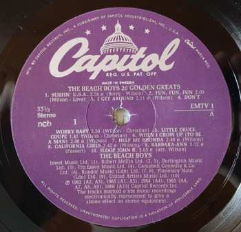 LP The Beach Boys: 20 Golden Greats