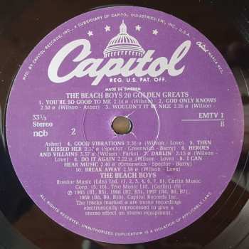 LP The Beach Boys: 20 Golden Greats