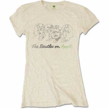 Merch The Beatles: Mujeres Camiseta Outline Faces On Apple 