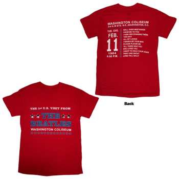 Mercancía The Beatles: The Beatles Unisex T-shirt: Washington '64 Stars Setlist (red) (back Print) (small) S
