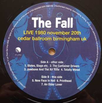 2LP The Fall: Live 1980 November Cedar Ballroom Birmingham UK DLX | LTD
