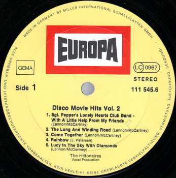 LP The Hiltonaires: Disco Movie Hits Vol. 2