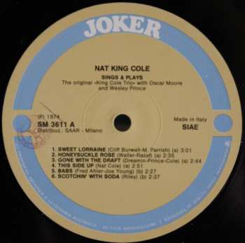 LP The Nat King Cole Trio: Sings & Plays