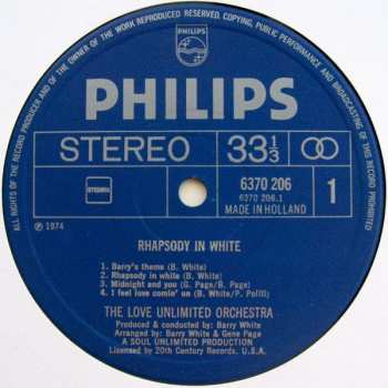 LP Love Unlimited Orchestra: Rhapsody In White