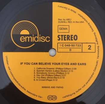LP The Mamas & The Papas: If You Can Believe Your Eyes And Ears