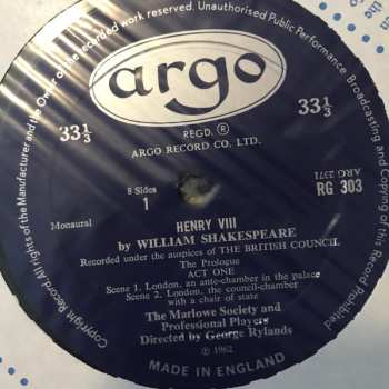4LP/Caja The Marlowe Dramatic Society And Professional Players: Henry VIII