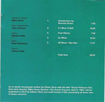 CD The Miles Davis Quintet: Zurich 1960