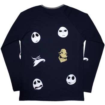 Mercancía The Nightmare Before Christmas: The Nightmare Before Christmas Unisex Long Sleeve T-shirt: Character Heads (back Print & Embellished) (small) S