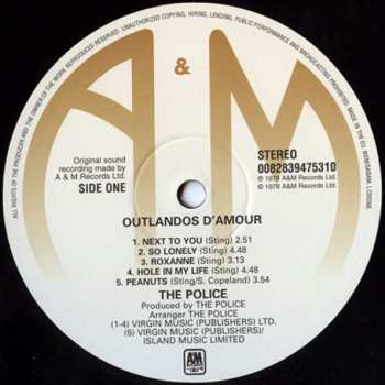 LP The Police: Outlandos D'Amour