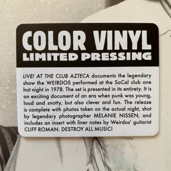 LP The Weirdos: Live! At The Club Azteca 1978 CLR | LTD