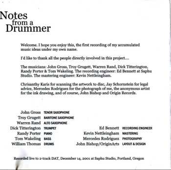 CD The William Thomas Ensemble: Notes From A Drummer