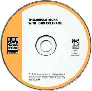 CD John Coltrane: Thelonious Monk With John Coltrane