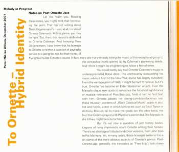 CD Theo Jörgensmann Quartet: To Ornette - Hybrid Identity