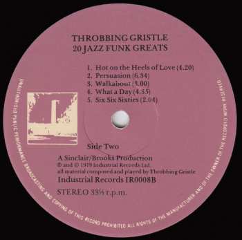 LP Throbbing Gristle: 20 Jazz Funk Greats