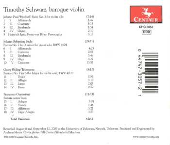 CD Johann Sebastian Bach: Suite No. 5 For Violin Solo / Passacaglia / Partita No. 2 In D Minor For Violin Solo, BWV. 1004 / Fantasy No. 7 In E-flat Major For Violin Solo, TWV 40:20 / Sonate Senza Basso
