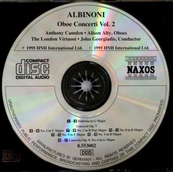 CD Tomaso Albinoni: Oboe Concerti Vol. 2