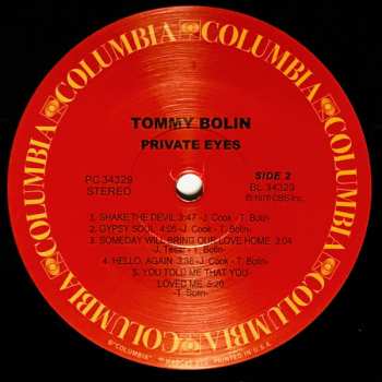 LP Tommy Bolin: Private Eyes