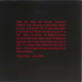 CD Tony Oxley: February Papers