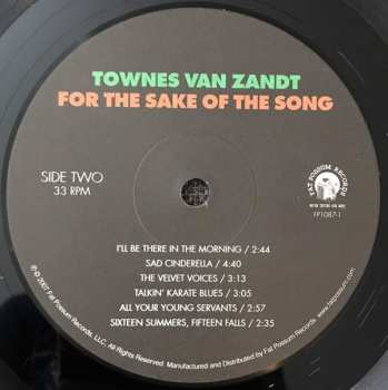 LP Townes Van Zandt: For The Sake Of The Song
