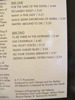 LP Townes Van Zandt: For The Sake Of The Song