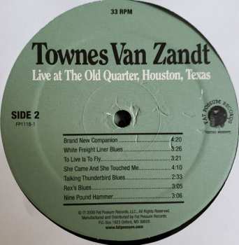 2LP Townes Van Zandt: Live At The Old Quarter, Houston, Texas