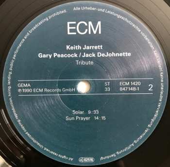 2LP Keith Jarrett Trio: Tribute