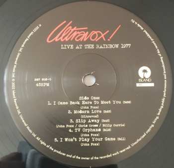 LP Ultravox: Live At The Rainbow 1977