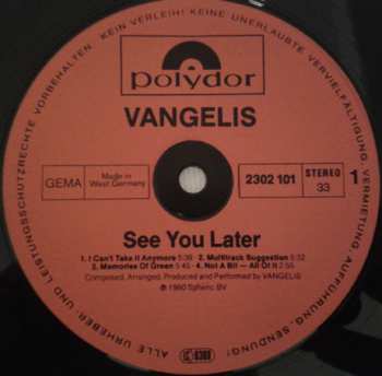 LP Vangelis: See You Later