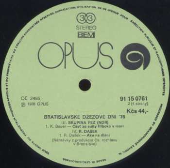 2LP Various: Bratislavské Džezové Dni 1976 (2xLP)