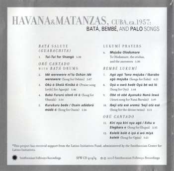 CD Various: Havana & Matanzas, Cuba, Ca.1957: Batá, Bembé, And Palo Songs 