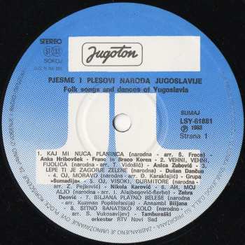 LP Various: Pjesme I Plesovi Naroda Jugoslavije - Folk Songs And Dances Of Yugoslavia