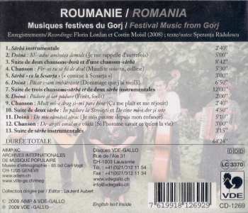 CD Various: Roumanie / Romania: Musiques Festives Du Gorj / Festival Music From Gorj