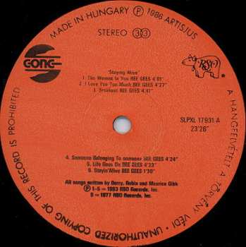 LP Various: The Original Motion Picture Soundtrack - Staying Alive (Életben Maradni)