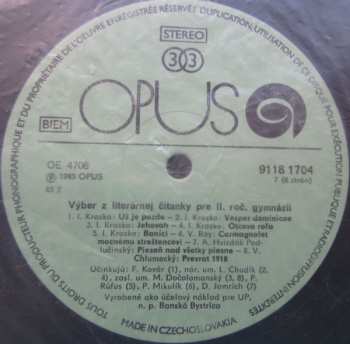 4LP/Caja Various: Výber Z Literárnej Čítanky Pre II. Ročník Gymnázií