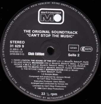 LP Village People: Can't Stop The Music - The Original Soundtrack Album